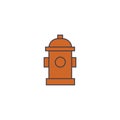 Hydrant line icon concept. Hydrant flat vector sign, symbol, illustration. Royalty Free Stock Photo