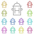 Hydrant multi color icon. Simple thin line, outline of water icons for ui and ux, website or mobile application