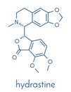 Hydrastine herbal alkaloid molecule, found in Hydrastis canadensis goldenseal. Skeletal formula.