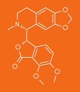 Hydrastine herbal alkaloid molecule, found in Hydrastis canadensis goldenseal. Skeletal formula.