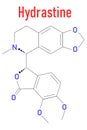 Hydrastine herbal alkaloid molecule, found in Hydrastis canadensis, goldenseal. Skeletal formula.