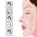 hydrating sheet mask woman face cartoon isolated