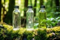 hydration bottles filled with cool water on a hiking trail
