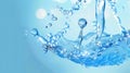 Hydration Technology: Elegant Blue Backdrop with Hyaluronic Acid and Water Molecules Royalty Free Stock Photo