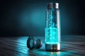 Hydration Tracker Water Bottle Glows With Animated Display in a Modern Setting During Evening Hours