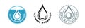 Hydration water drop icon, moisturizing skincare cosmetic products, vector package logo. Ultimate hydration effect formula icon