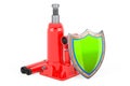 Hydraulic bottle jack with shield, 3D rendering Royalty Free Stock Photo