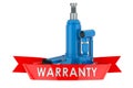 Hydraulic bottle jack warranty concept. 3D rendering Royalty Free Stock Photo