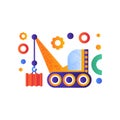 Hydraulic crawler crane, cargo transportation industrial machinery vector Illustration on a white background Royalty Free Stock Photo