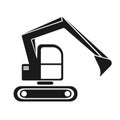 hydraulic crawler excavator black silhouette Royalty Free Stock Photo