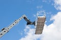 Hydraulic detail of crane arm and basket Royalty Free Stock Photo