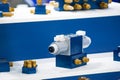 Hydraulic distributor device. Solenoid valves Royalty Free Stock Photo