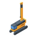 Hydraulic excavator crane icon, isometric style