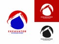 Hydraulic excavator with simple circle logo design inspiration vector Royalty Free Stock Photo