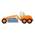 Hydraulic grader machine icon, cartoon style