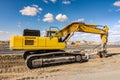 Hydraulic hammer in the construction works of a road Royalty Free Stock Photo