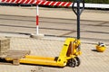 Hydraulic lift at the road constrcution Royalty Free Stock Photo