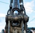 Hydraulic piston on an industrial excavator Royalty Free Stock Photo