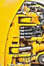 Hydraulic pistons detail heavy construction truck Royalty Free Stock Photo
