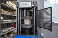 Hydraulic press. concrete strength testing in the laboratory