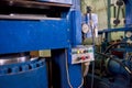 Hydraulic press machine, control panel. Royalty Free Stock Photo