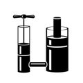 Hydraulic Press. Schematic principle of the operation of communicating vessels to create increased pressure. Mechanic simple style Royalty Free Stock Photo