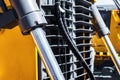 Hydraulic system of tractor or excavator Royalty Free Stock Photo