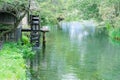 Hydraulic turbine by japanese style in Wasabi farm , Nagano Pref Royalty Free Stock Photo