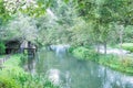 Hydraulic turbine by japanese style in Wasabi farm , Nagano Pref Royalty Free Stock Photo