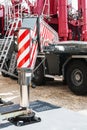 Hydraulics crane support. hydraulics crane support is on gravel Royalty Free Stock Photo