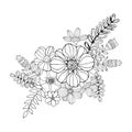 Hydrengea Flower doodle drawing freehand , Coloring page with doodle
