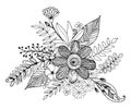 Hydrengea Flower doodle drawing freehand , Coloring page with doodle