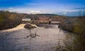 Hydro electric dam on a river Royalty Free Stock Photo