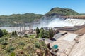 Hydro-electric plant at overflowing Vanderkloof Dam