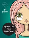 Hydro Gel eye Patches ads. Vector Illustration with girl, package design