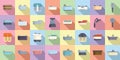 Hydro massage icons set flat vector. Spa aqua Royalty Free Stock Photo