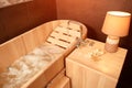 Hydro massage in a wooden bath, for relaxation and relaxation in the Spa Royalty Free Stock Photo