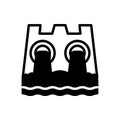 Black solid icon for Hydro Power, dam and water