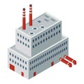 Hydro power isometric. Hydroelectric power plant. Alternative energy concept, factory electric. Water power station