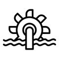 Hydro power wheel icon, outline style