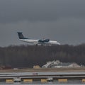 Hydro Quebec Bombardier Dash 8-400 arriving at Montreal Airport Royalty Free Stock Photo