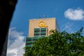 Hydro-Quebec sign on headquarter building exterior wall, Montreal Royalty Free Stock Photo