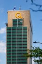 Hydro-Quebec sign on headquarter building exterior wall, Montreal Royalty Free Stock Photo