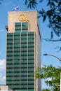 Hydro-Quebec sign on headquarter building exterior wall, Montreal Royalty Free Stock Photo