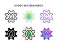 Hydro Water Energy icons with different styles.