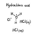 Hydrochloric Acid Molecule Formula Hand Drawn Imitation Royalty Free Stock Photo