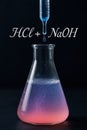 Hydrochloric acid and sodium hydroxide neutralization Royalty Free Stock Photo