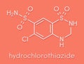 Hydrochlorothiazide diuretic drug molecule. Skeletal formula.