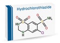 Hydrochlorothiazide, HCTZ, HCT molecule. It is thiazide diuretic, used to treat edema and hypertension. Skeletal chemical formula Royalty Free Stock Photo