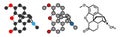 Hydrocodone narcotic analgesic drug molecule. Also used as cough medicine